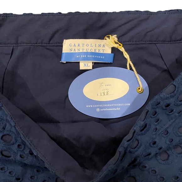 Cartolina Nantucket The Emma Navy Blue Eyelet Floral Skirt - Picture 13 of 15